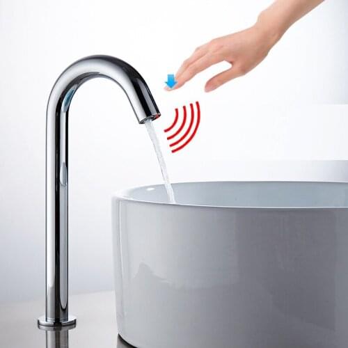 MTTUZK Deck Mounted Chrome Sensor Faucet Integrated type Automatic Sensor Tap Bathroom Wash Basin Touchless infrared Faucet