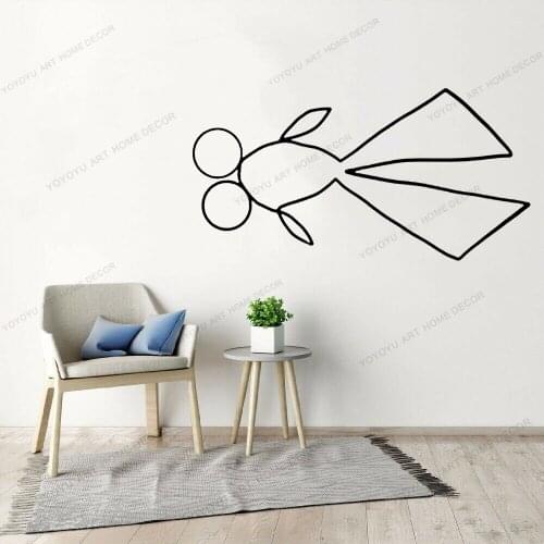 Animal Fish Line Draw Art Wall Sticker For Home Decor Kids Room Fashion Wall Decals Removable Murals Wallpoof CX1604