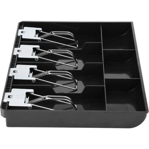 Cash Drawer Register Insert Tray Replacement Cashier with Metal Clip 4 Bills 3 Coins for Petty Cash Money Storage Box