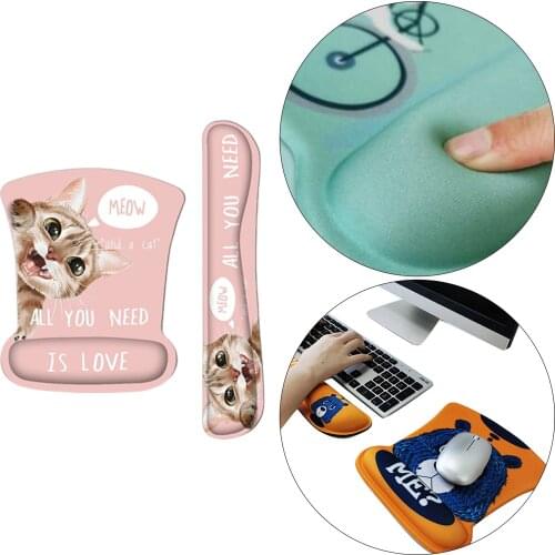 Memory Foam Keyboard Wrist Pad Mouse Wrist Support w/Non Slip Base for Working Gaming