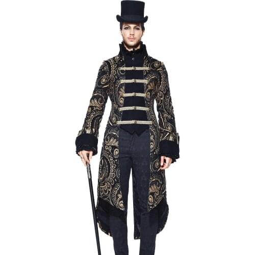 New Arrival Autumn Winter Gothic Jacket Men Palace Court Nobel Long Jackets Devil Fashion Embroidery Triple Breasted Jacket