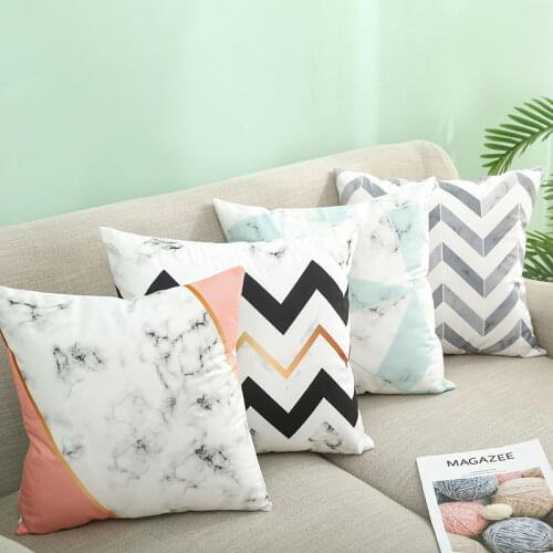 Popular Square Pillow Nordic Style Pillow Marble Geometric Super Soft Sofa Cushion Cushion Cushions Home Decor