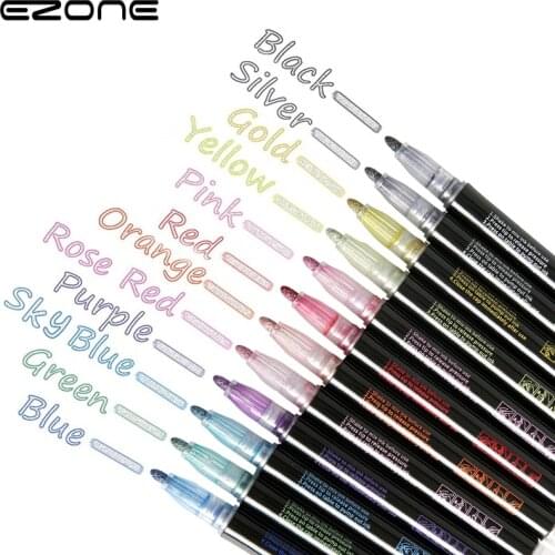 EZONE 12/24 Colors Marker Pen Color Hand Account Pen Highlighter Dreamy Metal Outline Student Stationery Art Supplies Gift