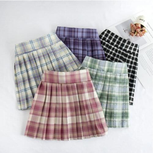 Plaid Summer Kids Girls Mini Skirt Fashion High Waist Stitching Student Teens Cute Sweet Girl Dance Pleated Skirts 4-16T