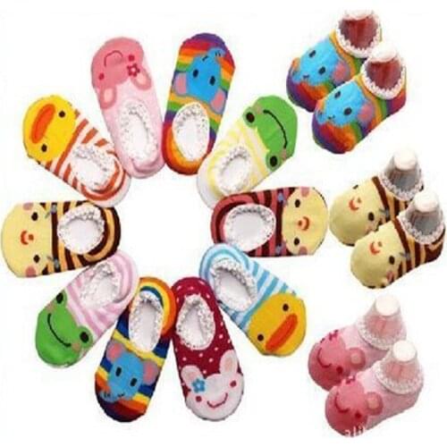 1 Pair Fashion Cute Lovely Newborn Baby Kids Boys Girls Cartoon Ankle Sock Gift Non-slip Floor Socks Cotton Animal