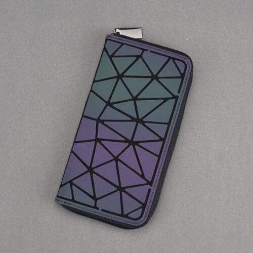 New geometric rhombus wallet luminous wallet female coin purse Korean version long zipper banknote clip multifunctional wallet