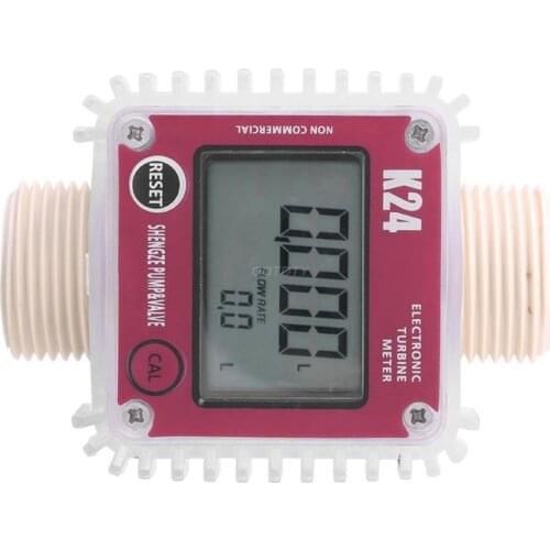 OOTDTY K24 Turbine Digital Oil Fuel Flow Meter Gauge For Chemicals Liquid Water Hot