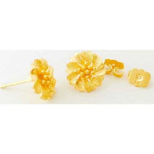 Simple Earrings Yellow Gold Filled Wedding Flowers Stud Earrings