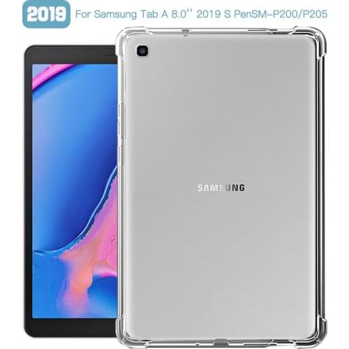 Shockproof Cover For Samsung Galaxy Tab A 8.0'' 2019 & S Pen SM-P200 P205 8.0'' Case TPU Silicon Transparent Cover Coque Fundas