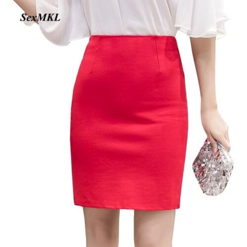 SEXMKL Plus Size Red Pencil Skirt 2020 Fashion Casual High Waist Skirts Sexy Women Korean Black Short Mini Skirt Jupe Femme