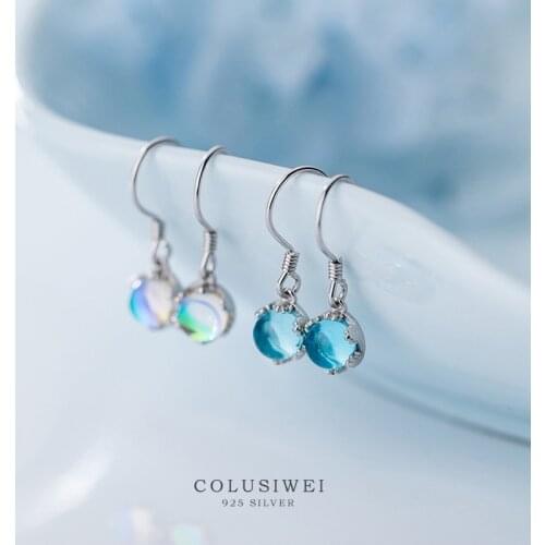 Colusiwei Rainbow Fire Crystal Dangle Earrings for Women Real 925 Sterling Silver Wedding Enagement Statement Jewelry 2020 NEW