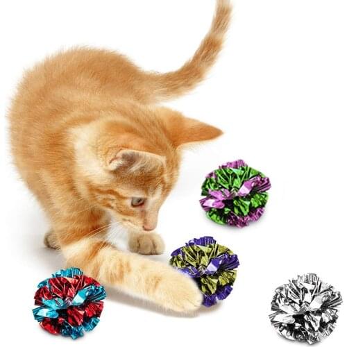 Crinkle Balls for Cats Soft Lightweight Toy for Both Kittens Adult Cats Shiny Stress Buster Toy Crinkly Sounds Safe for Kitty