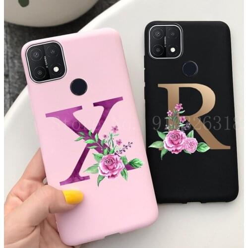 26 Letters Silicone Cover Case For Oppo A15 A 15 CPH2185 cases Alphabet Soft Back Cover For oppo a15 oppoA15 OPPO A 15 Fundas
