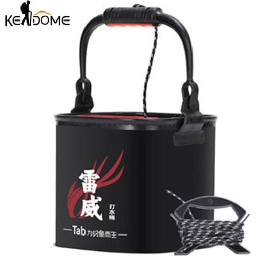 Foldable Fishing Tackle Bucket EVA Fishing Organizer Live Fish Boxes Portable Thickened Fishing Bucket Fishing Storage Bag X729D
