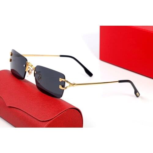 Vintage Small Lens C Wire Sunglasses Men Rimless Square Sun Glasses Women for Outdoor Club Clear Glasses Frame Oculos Shades