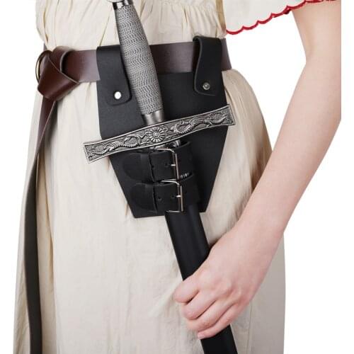 Medieval Renaissance Sword Holder PU Belt Waist Sheath Adult Men Larp Warrior Pirate Viking Knight Cosplay Leather Buckle Strap