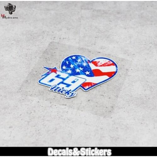 LN181 NO.69 Nicky Hayden Flag heart Retro style 3M Reflective Sticker MOTO GP Car Sticker Decals Racing Stickers Motorcycle Bike