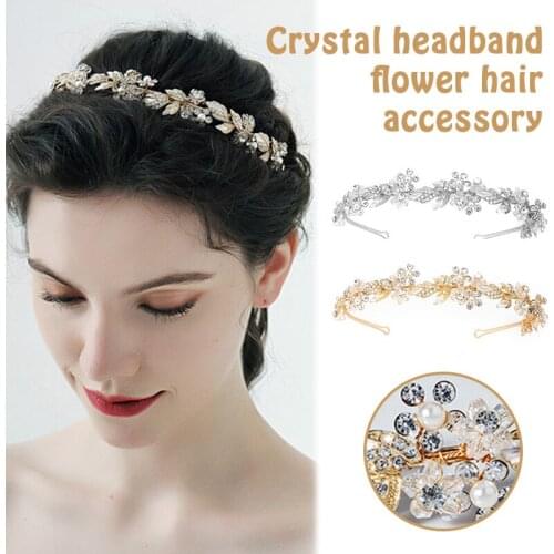 Bride Tiaras and Crowns Headwear Wedding Photo Studio Photo Accessories Crystal Headband Flower Hair Accessories Bridal Headband