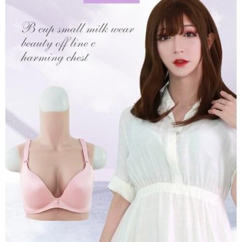 Transgender Crossdresser Artificial Silicone Fake Breast Forms B Cup Realistic Crossdressing False Boobs Men Bodysuit Sexy Mens