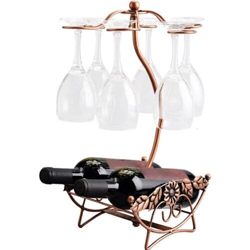 Iron Wire Maple Leaf Hollow Wine Rack Stand Hanging Drinking Glasses Stemware Rack Shelf Wine Bottle & Glass Cup Holder Display