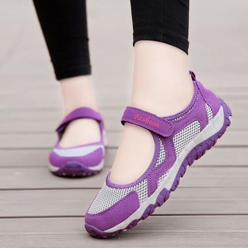Women Large size shoes 2021 hollow mesh soft sole casual shoes non slip flat shoes light sneakers women Zapatos De Mujerqde4
