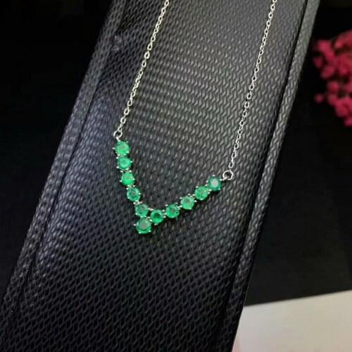 SHILOVEM 925 sterling silver real Natural Emerald Pendants classic fine Jewelry women wedding wholesale new 3*3mm dlp030309agml