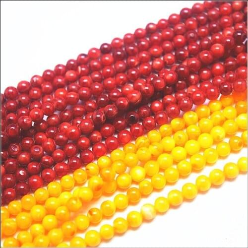 1 string natural RED shell beads strands mother of pearl beads round ball size 4mm for bracelets making accessories 15.5 inches