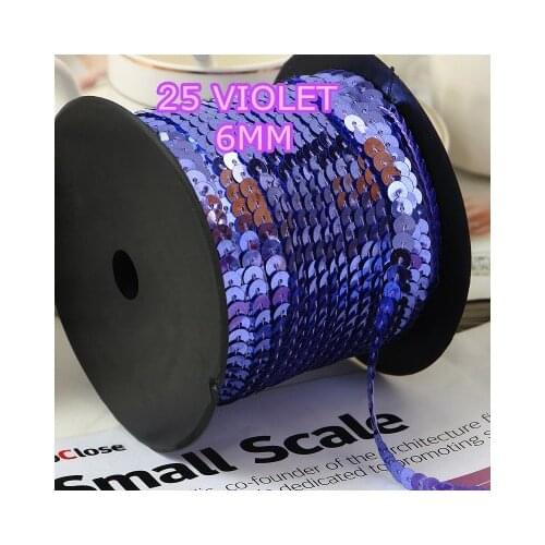 100Yards 6mm Round Sequins Trim, Sold per Packet of 1 Roll(100 Yards)- Violet Sequins Ribbon For Crafts
