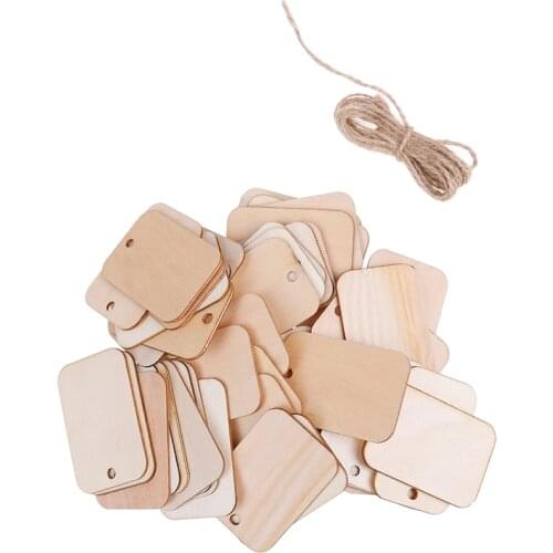 50pcs Christmas Tree Ornament Wood Planks Tags Wooden Hanging Labels Sheet DIY Engraving Crafts Wedding Decoration