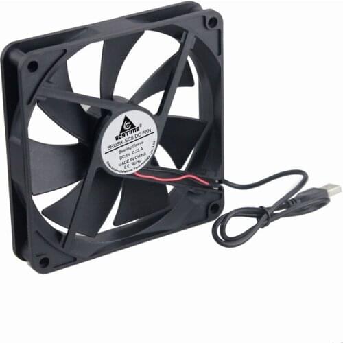 50 Pcs Gdstime 10mm*140mm*25mm PC Fan 5V DC 140mm x 25mm 14025S CPU Computer Case Cooling Fan USB Connector Cooler 14cm