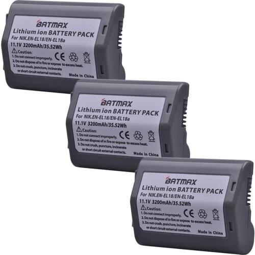 Batmax 3PCS 3200mAh EN-EL18 EN EL18 ENEL18 Camera Battery for Nikon D4,D4S, D5 Cameras Nikon MB-D12, D800, D800E Battery Grip