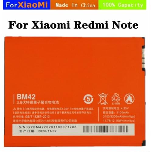 3200mAh BM42 Battery For Xiaomi Redmi Note Redrice Hongmi Note Phone Battery High Capacity Polymer Replacement Batteries