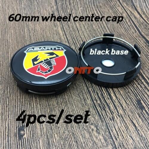 Accessorie ABS base Scorpion logo Dust-proof Wheel Center Cap Abarth Decal 60mm 2.36" Wheel Hub Cap 4PC Wheel Hub Cap For FIAT