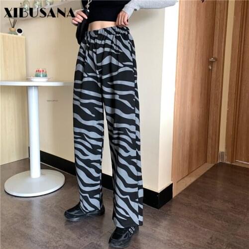 Women Zebra Printed Straight Pants 2021 Spring Autumn Fashion Female High Waist Loose Harem Pant Trousers Streetwear Sweatpants