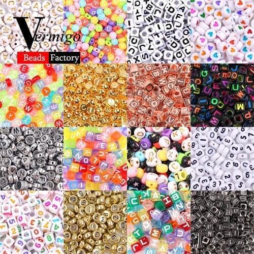 50Styles Mixed Letter Acrylic Beads 6mm 7mm Alphabet Round Square Spacer Beads For Jewelry Making Handmade Diy Bracelet Necklace