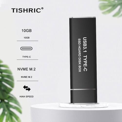 TISHRIC HDD Case USB C TYPE External Hard Disk Drive HDD Box/Enclosure Pocket 2.5 HD Optibay Adapter For M2 NGFF/NVME SSD