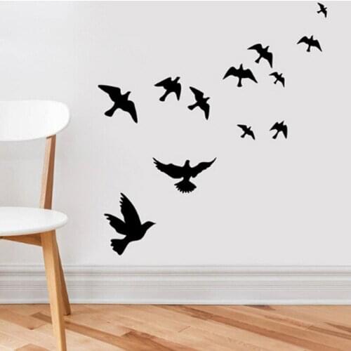 Black Flying Birds Wall sticker For Kids Rooms Bedroom Decals Poster Wallpaper Wall Decals Pegatinas5053