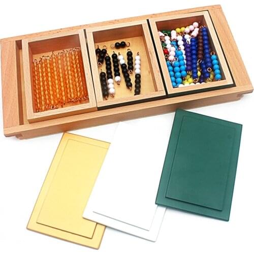 Montessori Kids Toy Wood Addition Snake Games Toys Plastic Beads with 3 Wooden Box Learning Educational Preschool Teaching Aids