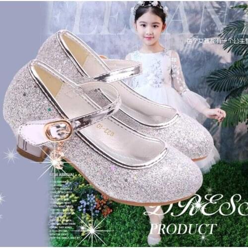 2021 Kids Leather Shoes Girls Wedding Dress Shoes Children Elsa Princess Bowtie Dance Shoes For Girls Casual Shoes Flat Sandals