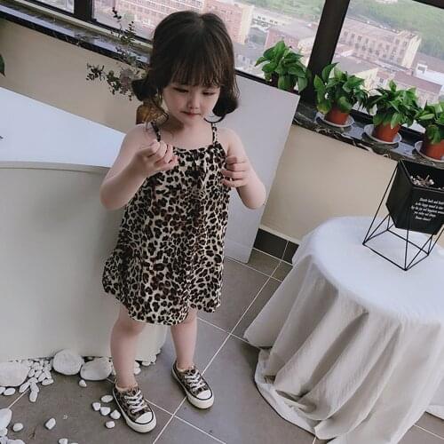 Kids' dresses Summer dresses Clothes child girl Princess dress beach dress 2021 for girls Leopard grain dress for kids 1 to 4