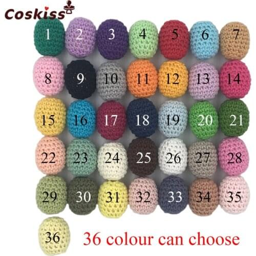 Baby Teether DIY Rainbow Teething Wood Beads Crochet Colour Mix Ball Knit 25*20mm(0.98*0.79in)For Baby Teething Necklace Decorat