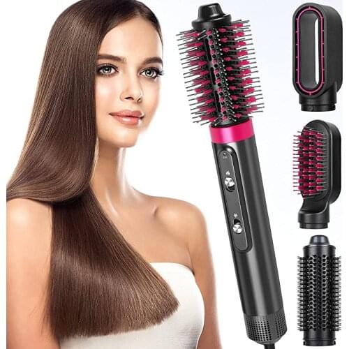 Hair Dryer Brush 4 In 1 Professional Blow Hairdryer Comb Hair Straightener Detachable Anion Hot Air Brush Hair Curler For Women