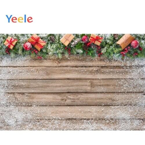 Yeele Christmas Backdrop Pine Gift Snow Wood Board Newborn Baby Photography Background For Photo Studio Photobooth Photophone