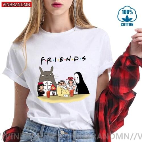 TV Show FRIENDS Ghibli Anime My Neighbor Totoro Faceless Mononoke Princess Wolf T shirt women girl Spirited Away No Face T-shirt
