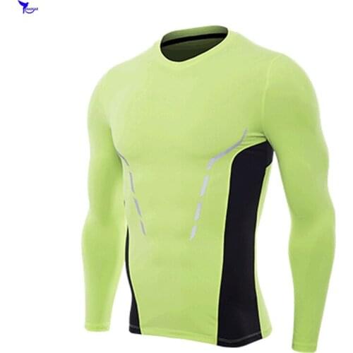 Raglan Long Sleeve Patchwork Jogging T-shirt Mens Compression Running Shirts Elastic Quick Dry Gym Fitness Sportswear Clothing