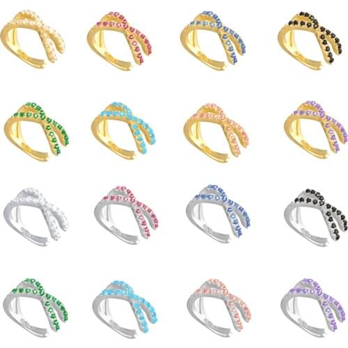 AIDE Minimalism Black Purple Blue Ear Cuff Trendy Punk Non Pierced Ear Cartilage Clip On Earrings For Women 925 Silver Jewelry