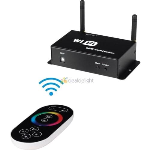 DC5V/12V/24V 12A Mobile Phone Smartphone WiFi & Wireless RGB LED Controller With Touch Panel Remote