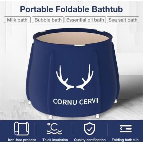 Round 80cm Adult Bath Tub Barrel Sweat Steaming Bathtub Plastic Folding Thicken Bathtub Home Massage