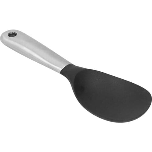 HOT Stainless Steel Silicone Clad Steel Rice Spoon Kitchen Utensils Non-Stick Heat-Resistant, Environmentally Friendly Black