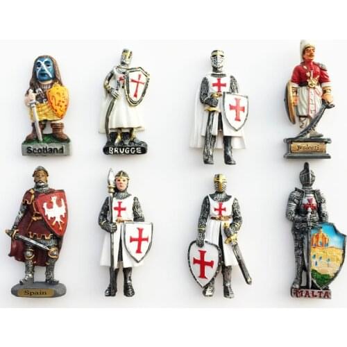 Fridge Magnets Decor Souvenir Belgium Spain Scotland Warrior Portrait Magnets for Refrigerators 3d Resin Craft Gift Ideas